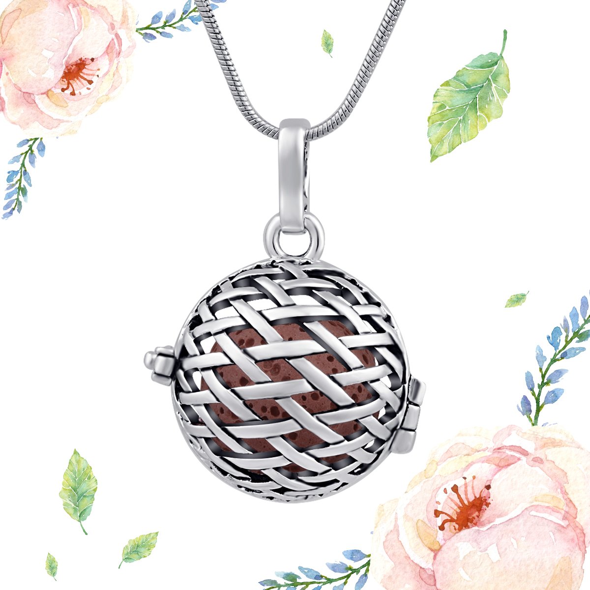 Eudora Harmony Bola Lavastein Aroma Kette Perlen 61 cm