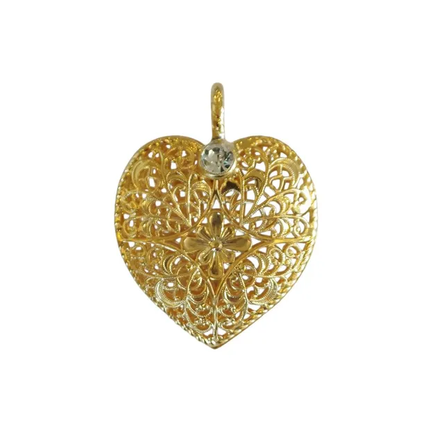 Alevá Bijoux Cuori Cupido Anhänger Gold 18K Zirkon 3,5 cm