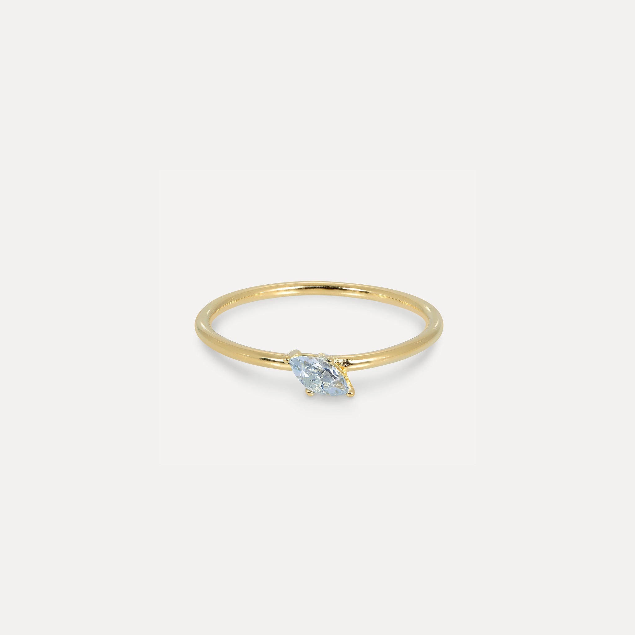 Stilnest Rings Aquamarin Navette Solitär Ring Gold blau 52