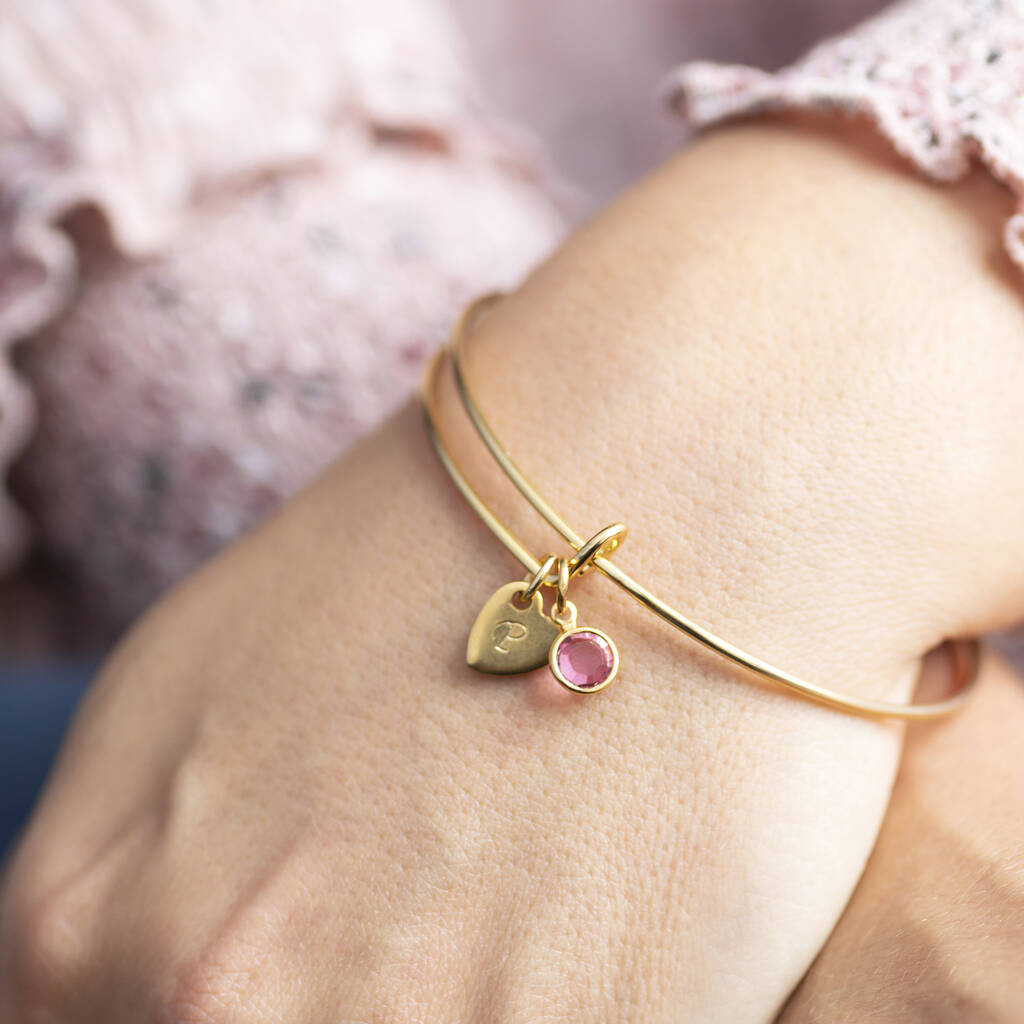Joy Heart of Gold Birthstone Armreif Gold Edelstein