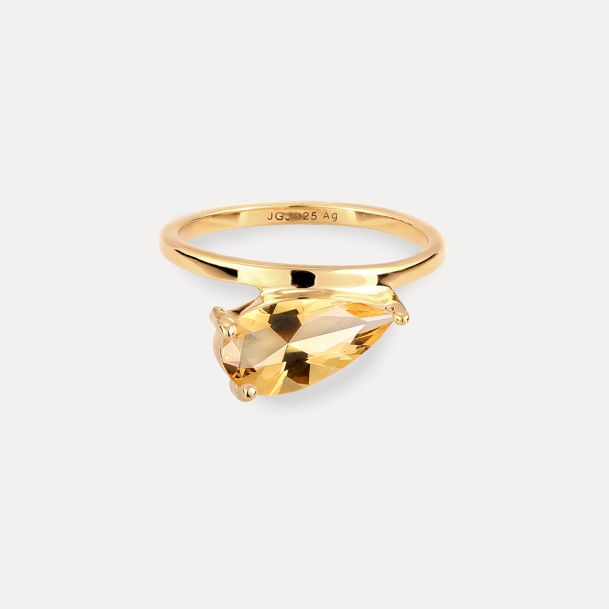 Stilnest Balance Drop Ring Citrin Gold Vermeil Gr.54