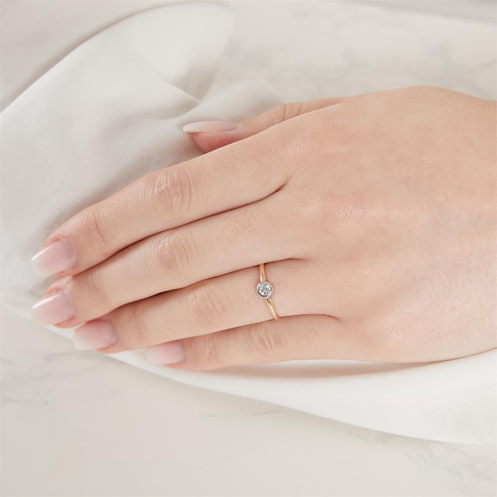 JEWLIX Verlobungsring Gold 375 Zirkonia Zargenfassung