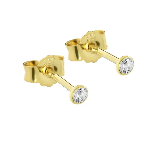 NKlaus Ohrstecker 333 Gelbgold Zirkonia 2,5mm Paar
