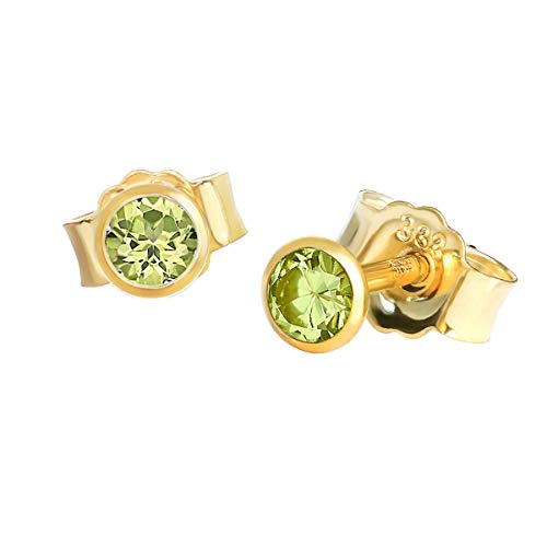 NKlaus Ohrstecker Gelbgold Peridot 3,5 mm 333 Gold