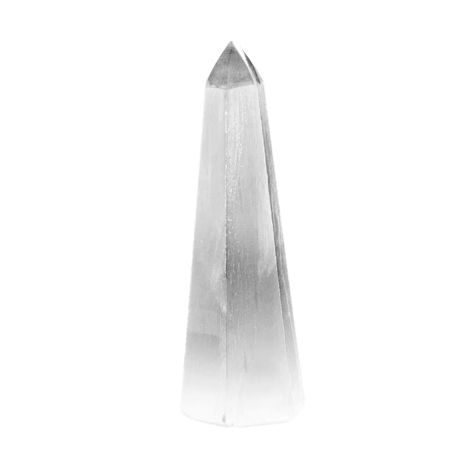 NKlaus Healing Crystals Selenit Obelisk Turm 14 cm Heilstein sechseckig