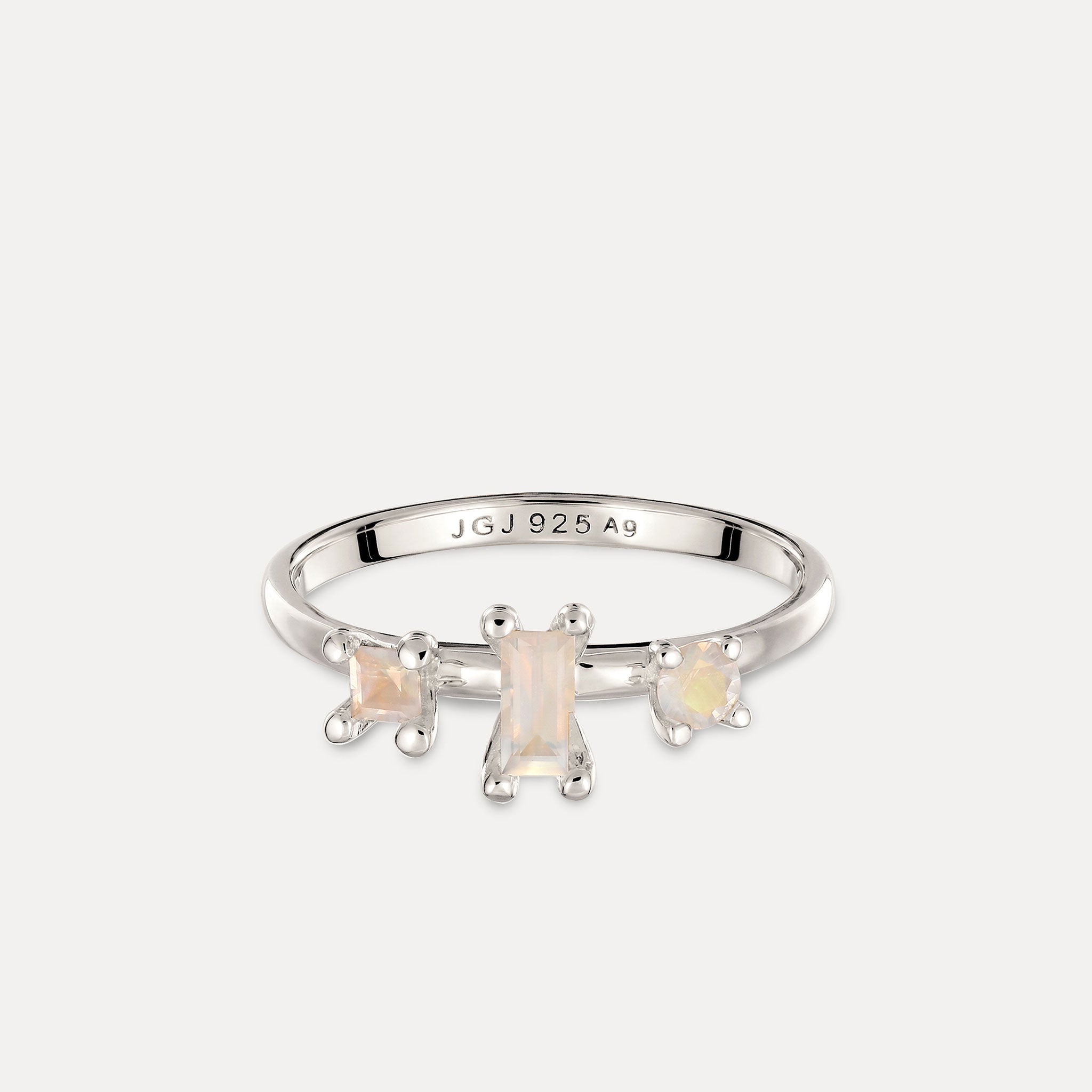 Stilnest Trinity Mondstein Ring Gold 3 Steine Gr.52