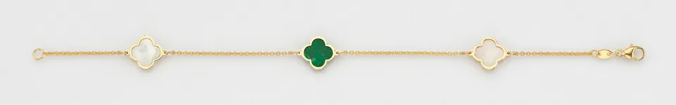 Eugen Rühle Armbänder Armband Perlmutt Malachit 750 Gelbgold