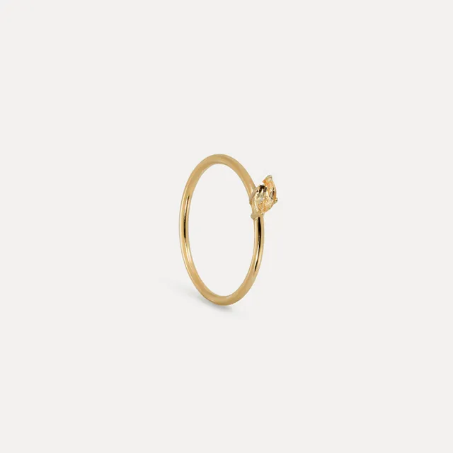 Stilnest Citrin Navette Solitär Ring Gold Vermeil gelb