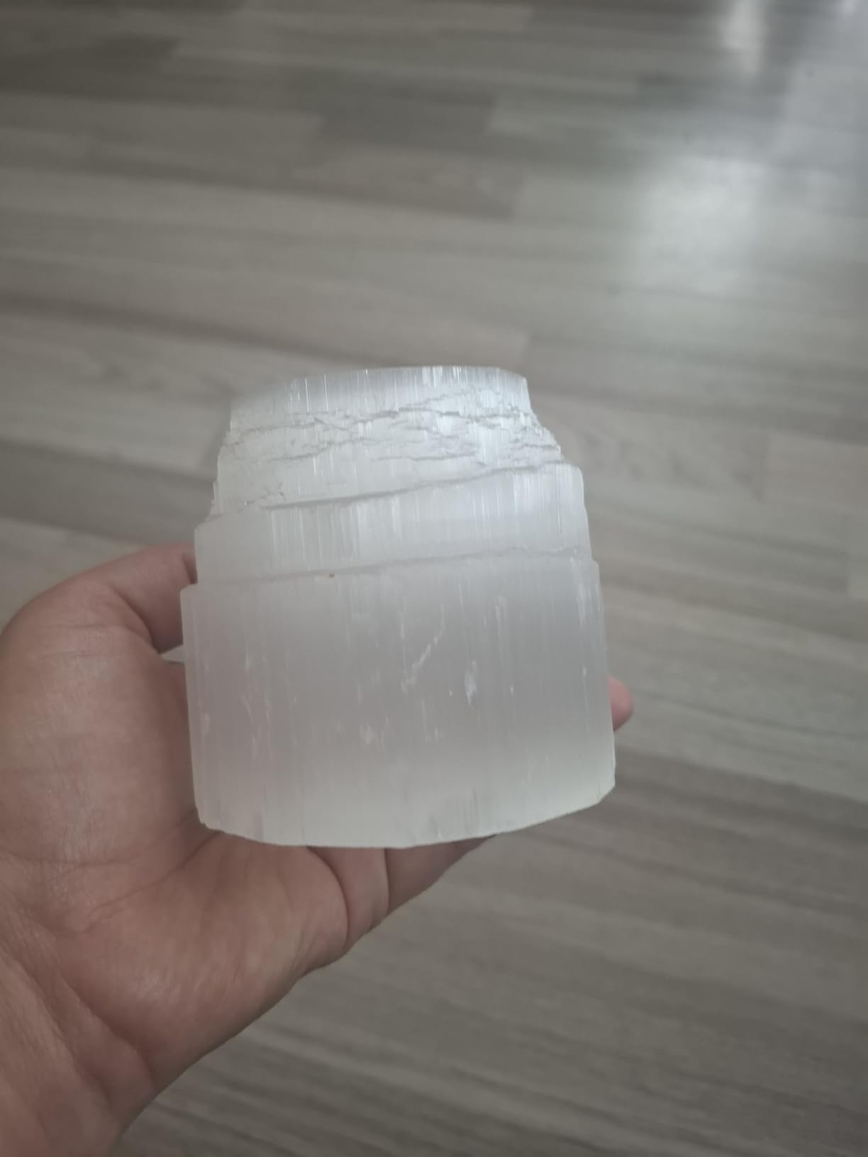 NKlaus Healing Crystals Selenit Eisberg Teelichthalter 8,5 cm 4 Stück weiß