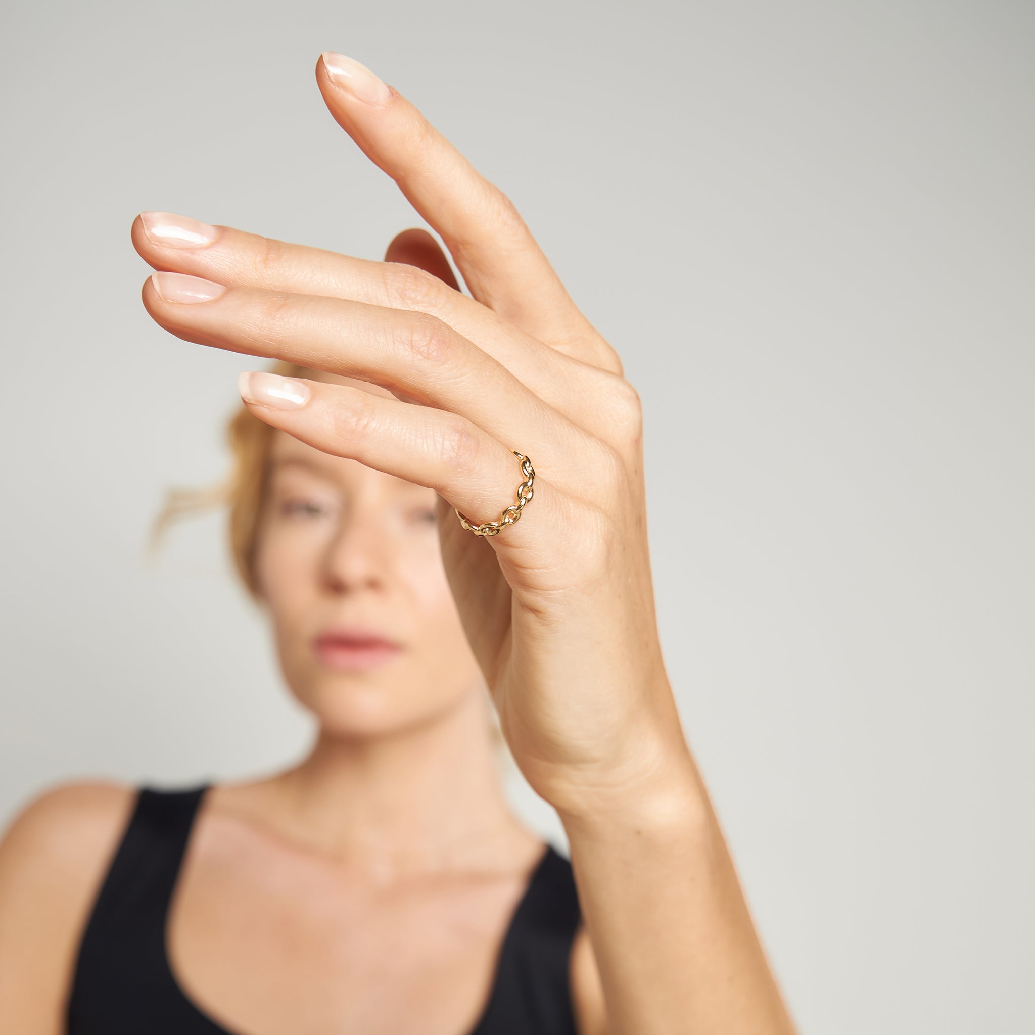 Stilnest Bold Chain Ring 24k Gold Vermeil Größe 52