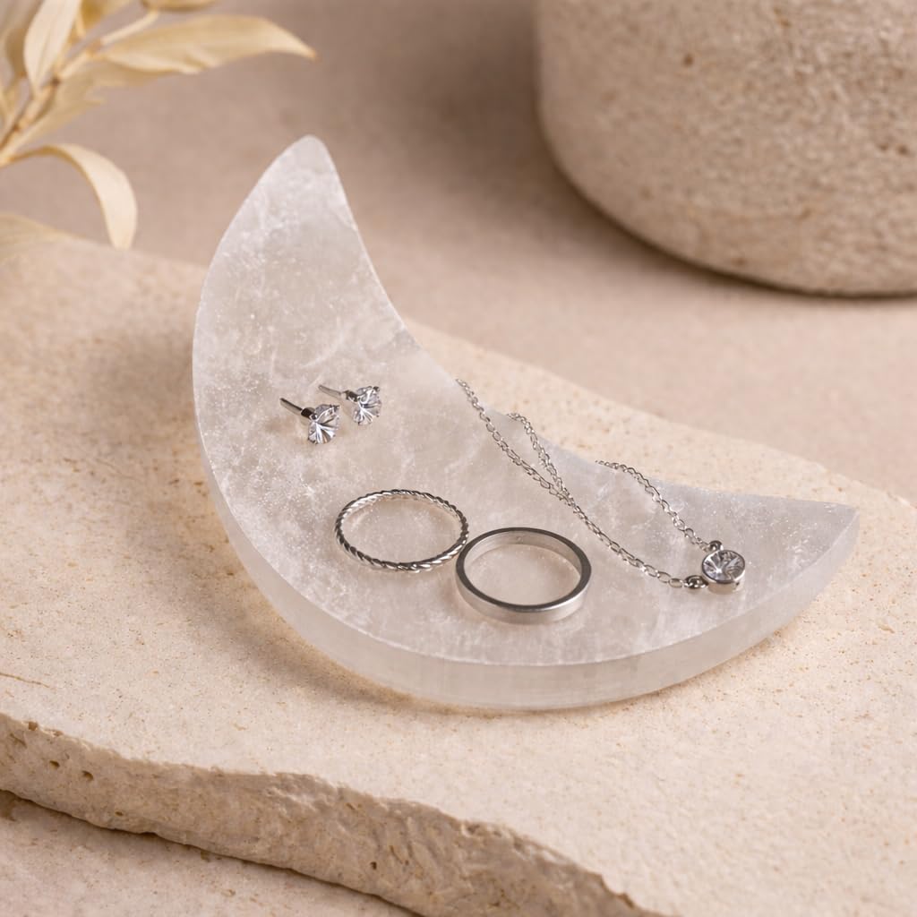NKlaus Healing Crystals Selenit Mond Ladeplatte 8,5cm