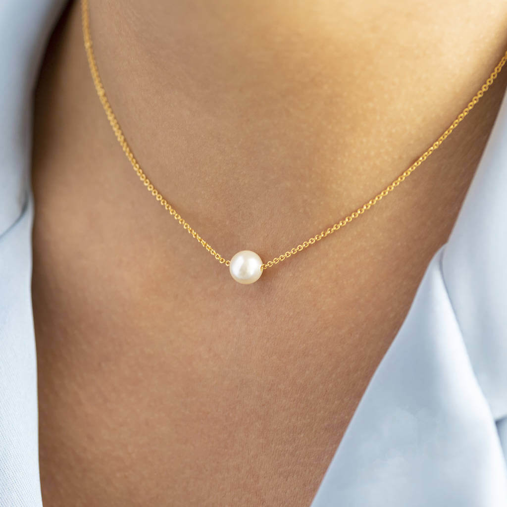Joy by Corrine Smith Floating Pearl Halskette Perle Gold Silber