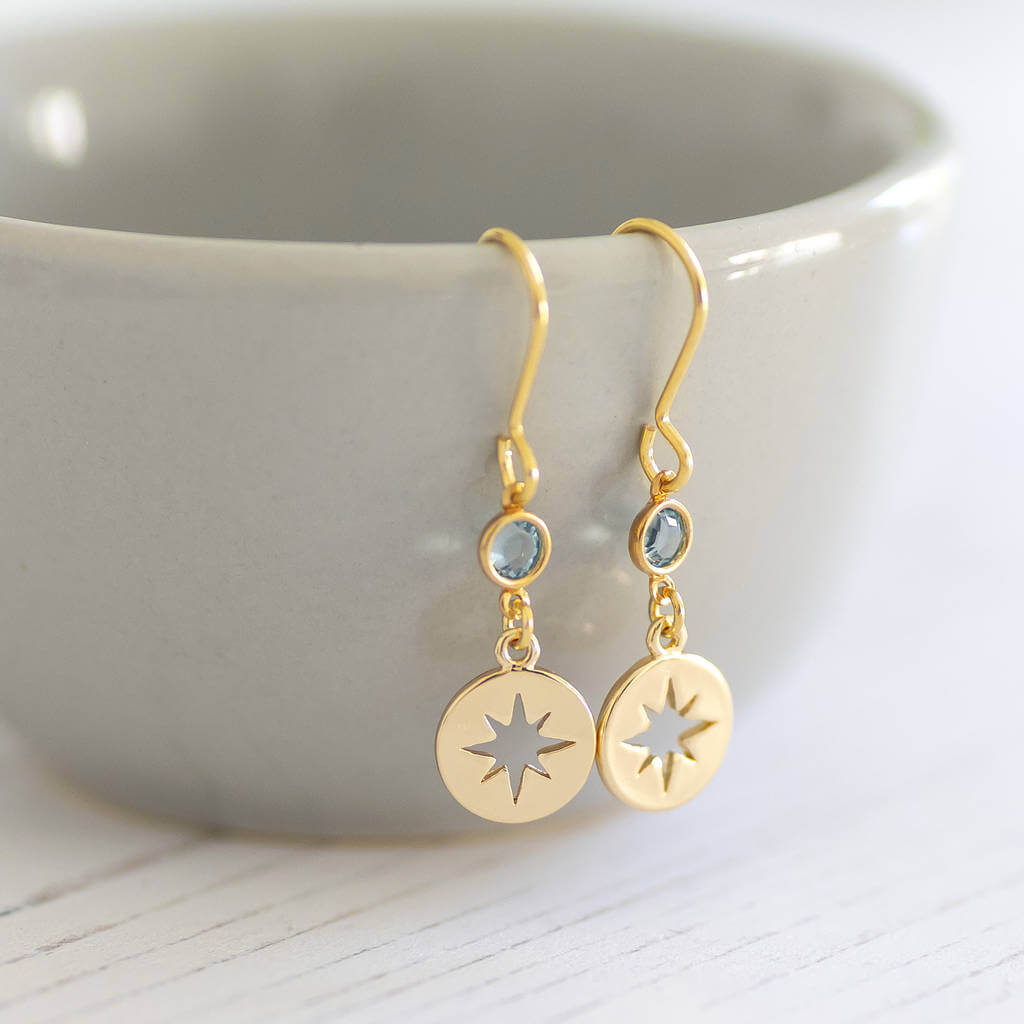 Joy by Corrine Smith Starburst Birthstone Ohrringe Gold