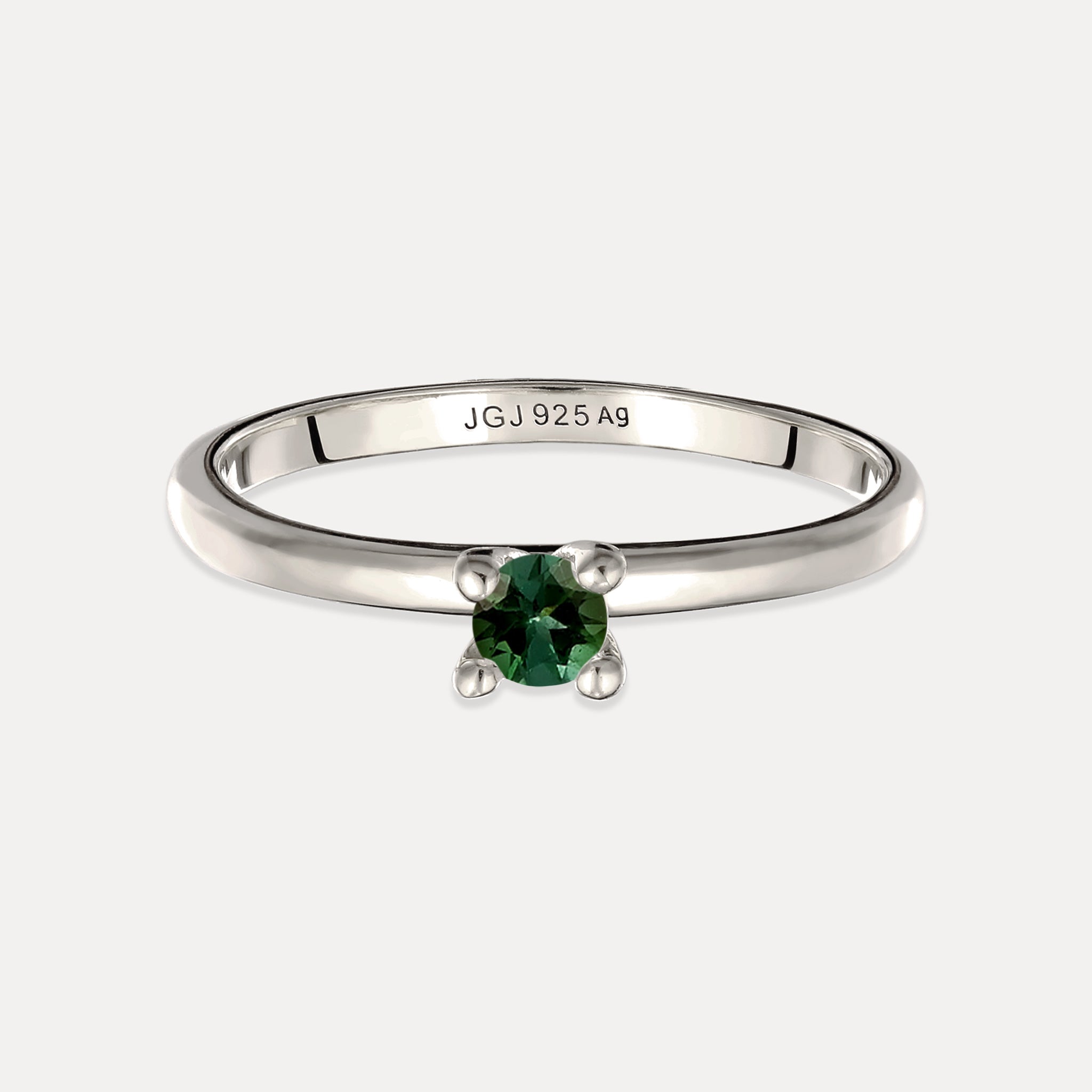 Stilnest Grüner Turmalin Solitär Ring Gold Vermeil rund