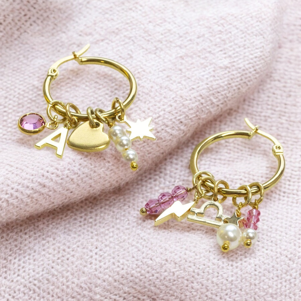 Joy by Corrine Smith Birthstone Hoop Ohrringe Gold mit Charms