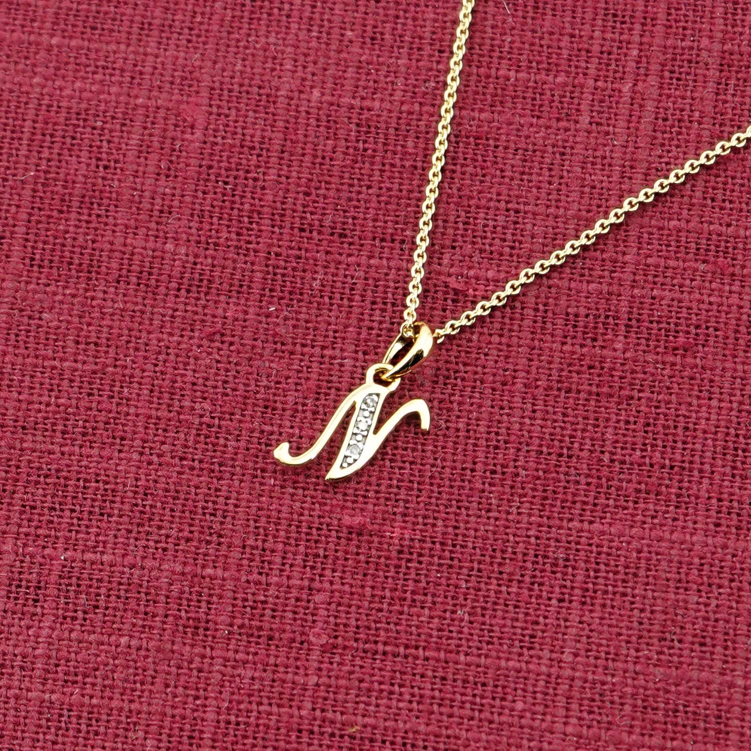 trendor Buchstaben-Anhänger N Halskette Gold 333 42 cm