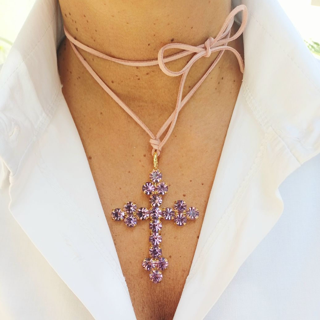 Alevá Bijoux Nuova Bizantina Kreuz Anhänger Gold 7 cm