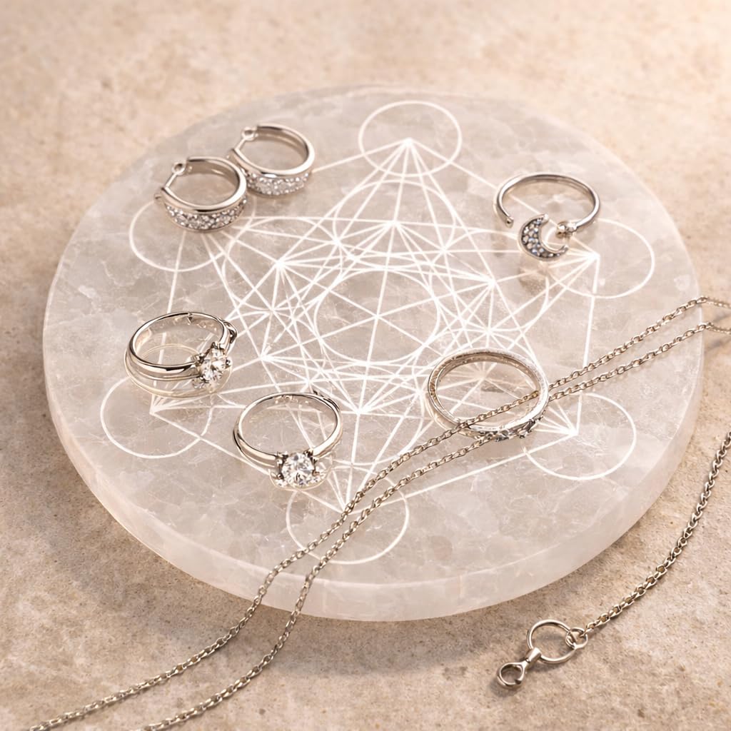 NKlaus Healing Crystals Selenit Ladeplatte Metatron 12cm