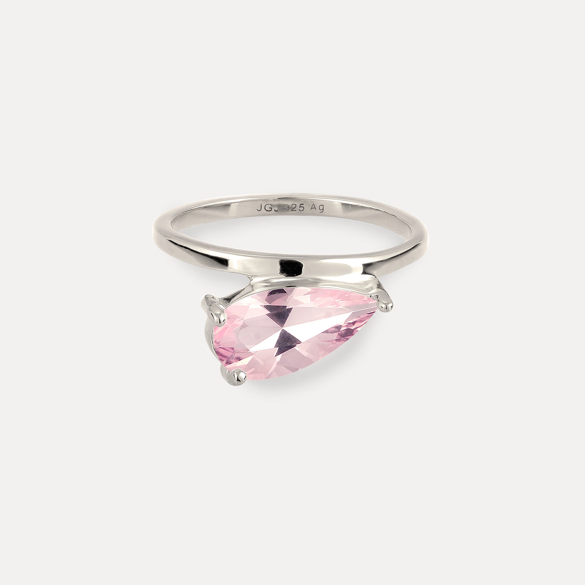 Stilnest Balance Drop Ring Rosenquarz Silber 925 Gold Vermeil