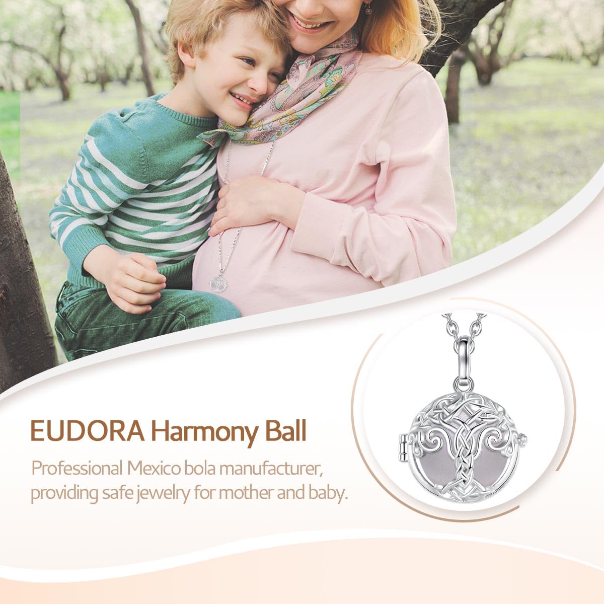 Eudora Harmony Bola Klangkugel Halskette Lebensbaum 114cm+76cm