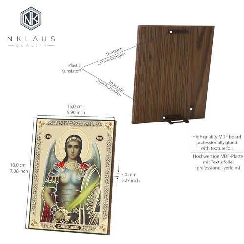 NKlaus Religious Icons Ikone Erzengel Michael Holz 15x18cm