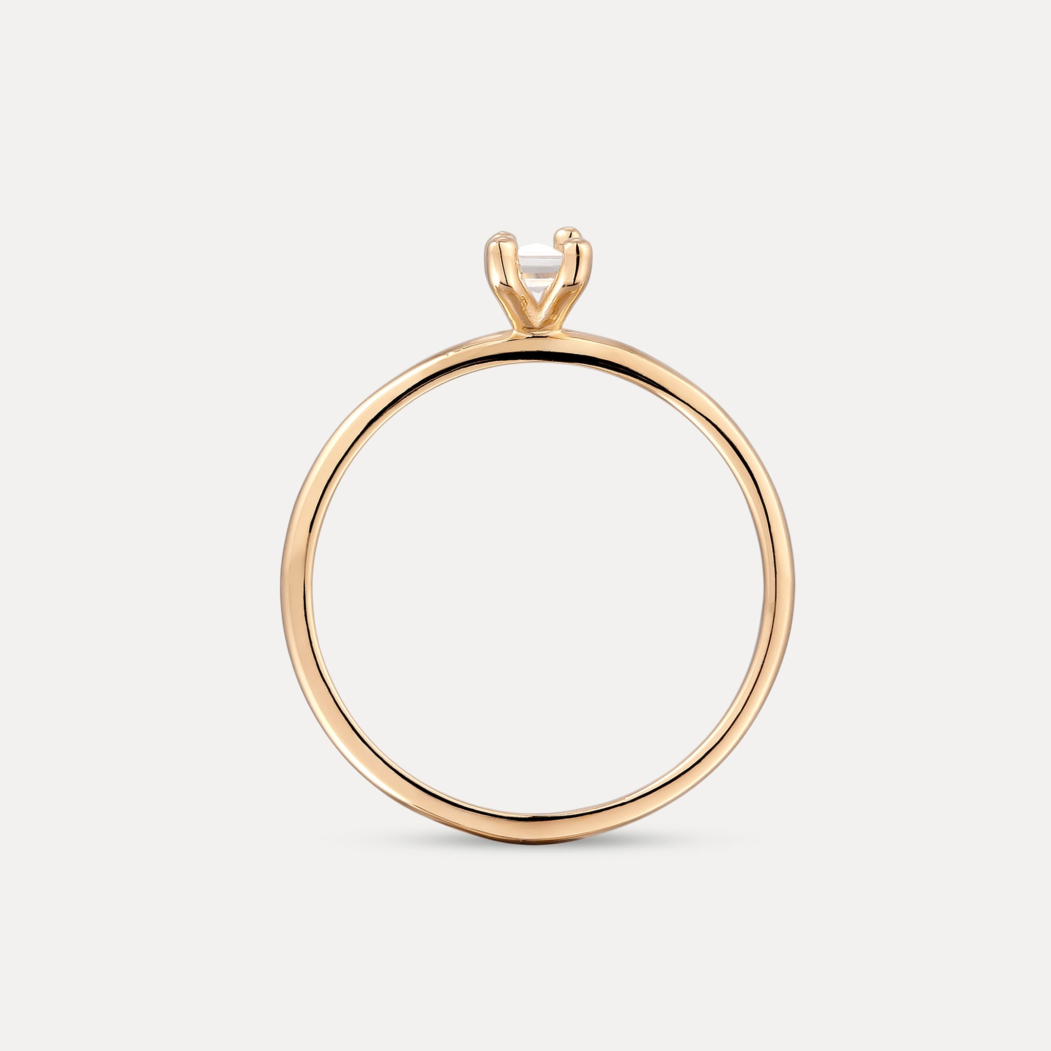 Stilnest Weißer Beryll Solitär Ring Baguette 585 Gold 52