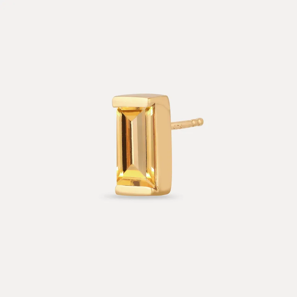 Stilnest Balance Baguette Ohrstecker Citrin Vermeil Single