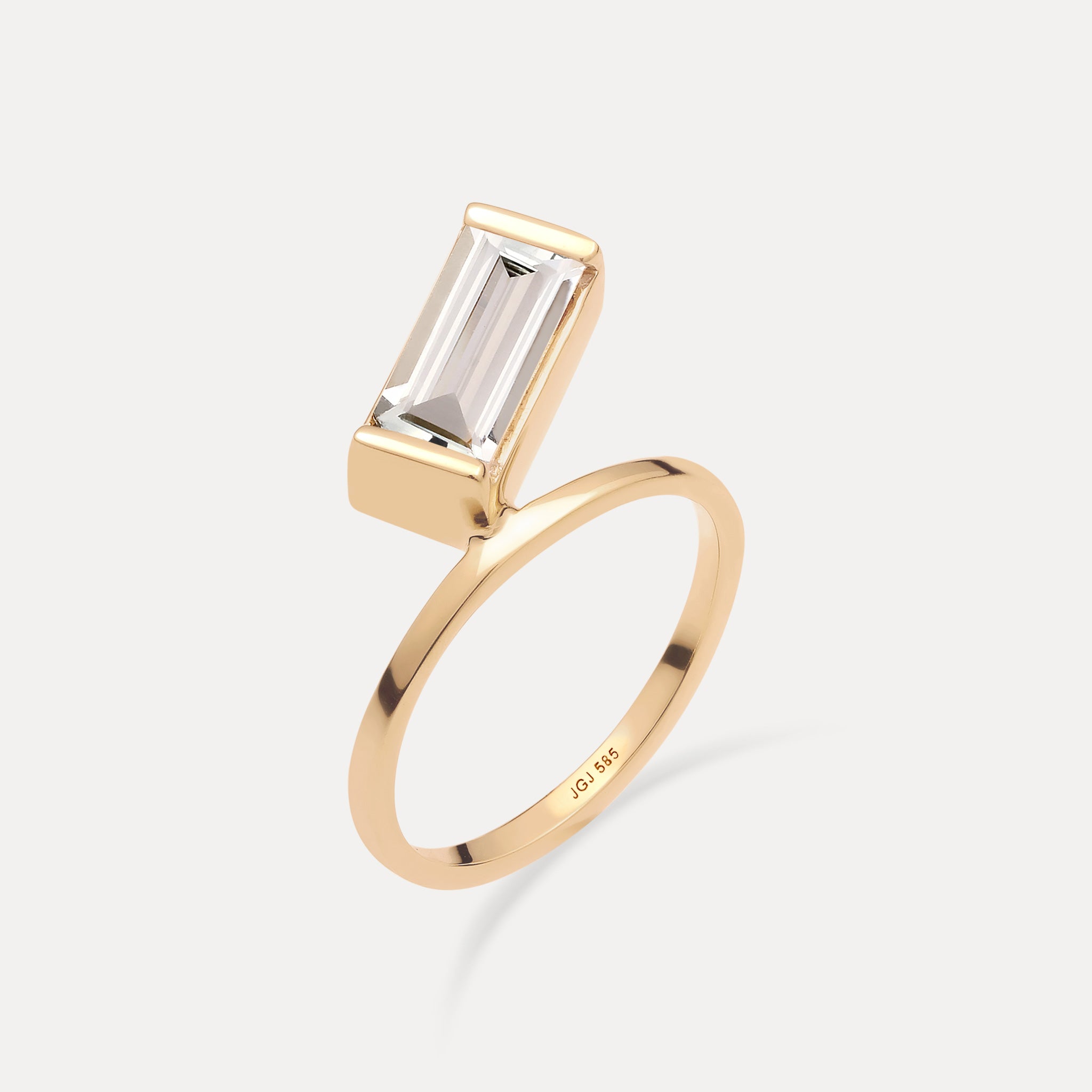 Stilnest Beryll Balance Baguette Ring 585 Gold Gr.54 Edelstein