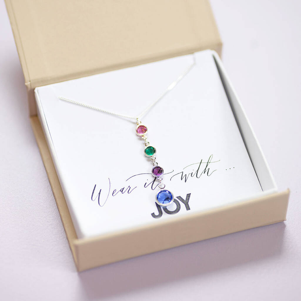 Joy Mother Three Children Birthstone Halskette Gold 40-45cm
