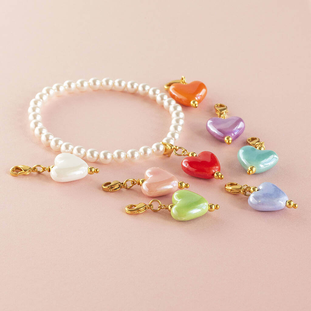 Joy by Corrine Smith Perlenarmband Herz Charm Gold Einheitsgröße