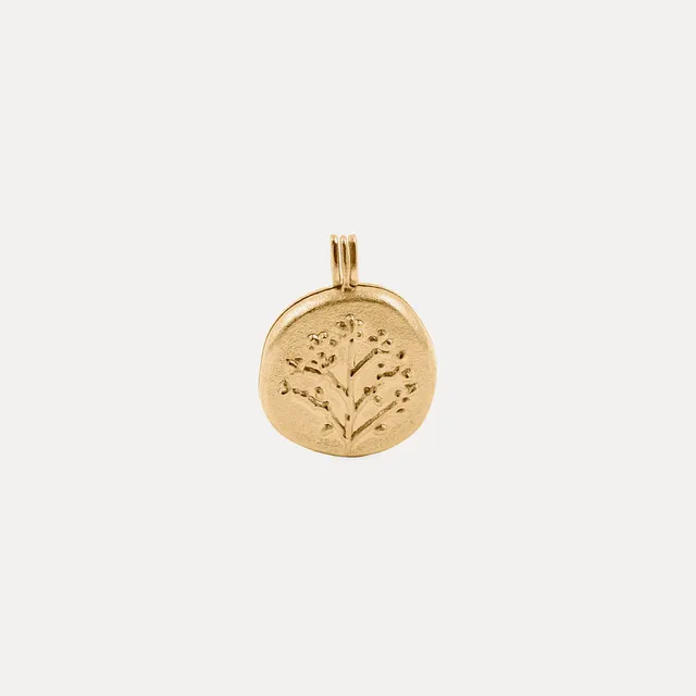 Stilnest Floral Medaillon Anhänger 585 Gold 14k für Foto
