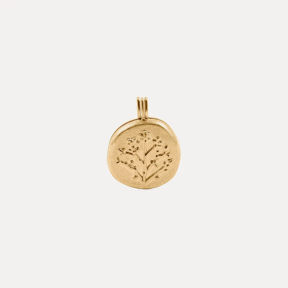 Stilnest Floral Medaillon Anhänger 585 Gold 14k für Foto