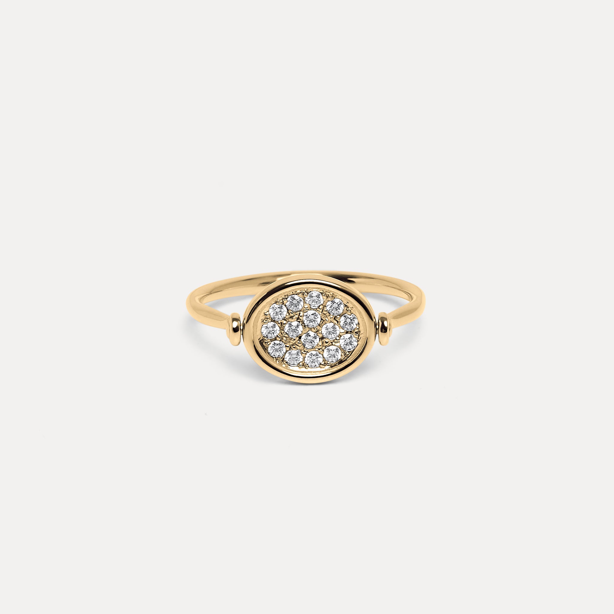 Stilnest Flip Pavé Ring 585 Gold weißer Saphir 52