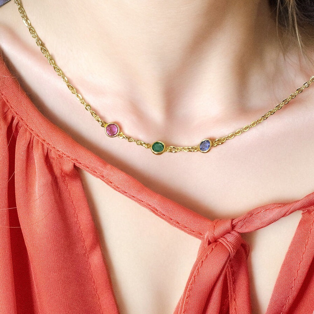 Joy by Corrine Smith Mini Family Birthstone Halskette Gold Geburtsstein