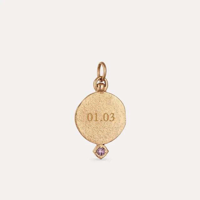 Stilnest Fluid Medallion Amethyst Anhänger 585 Gold gravierbar