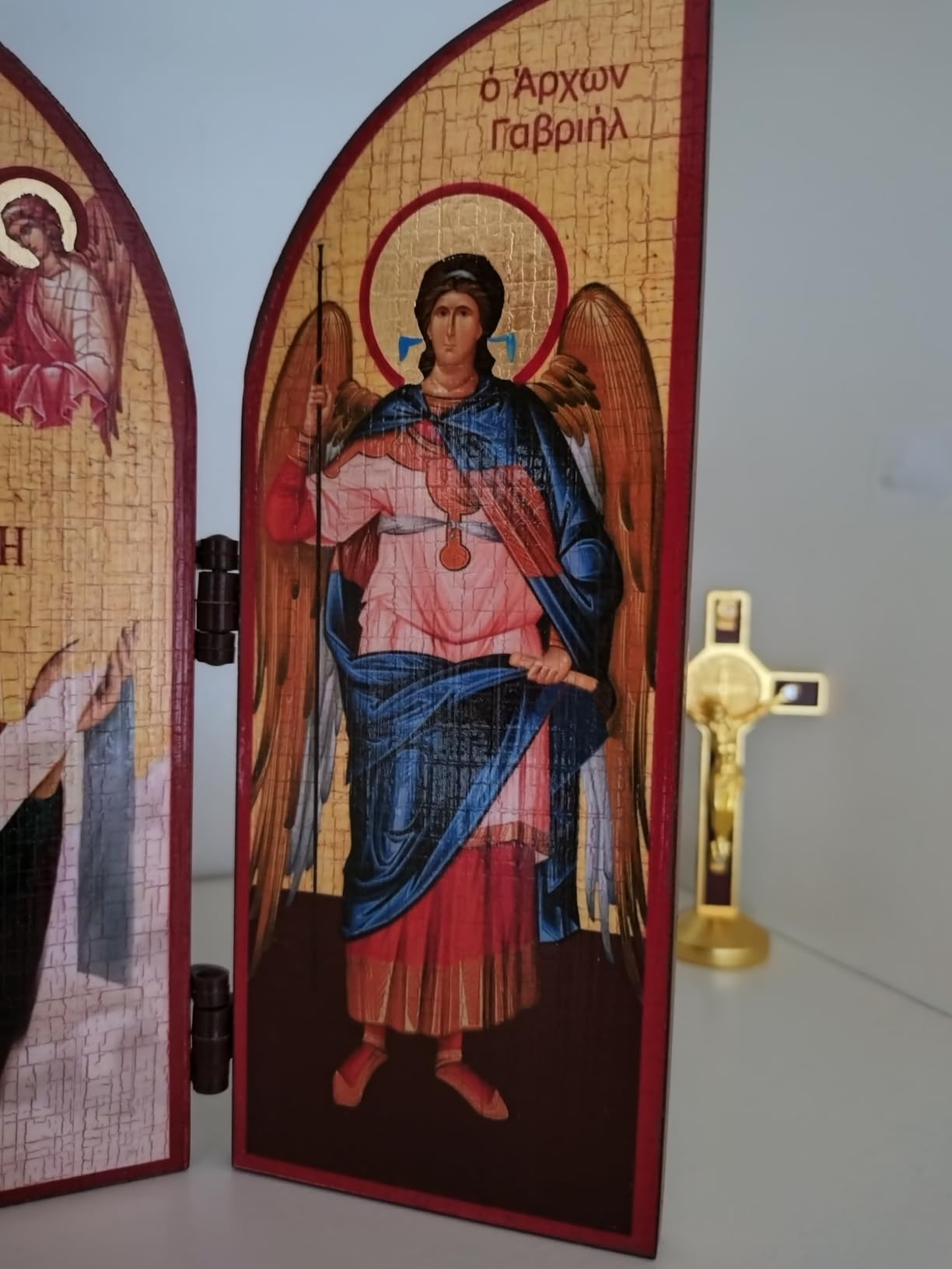 NKlaus Religious Icons Diptychon Herzen Jesu Mariä Holz