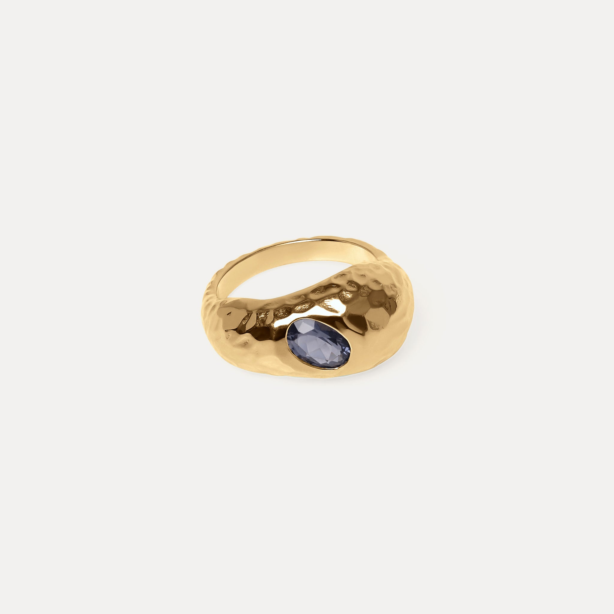 Stilnest Violet Fizz Cocktail Ring Iolith 24k Gold Vermeil