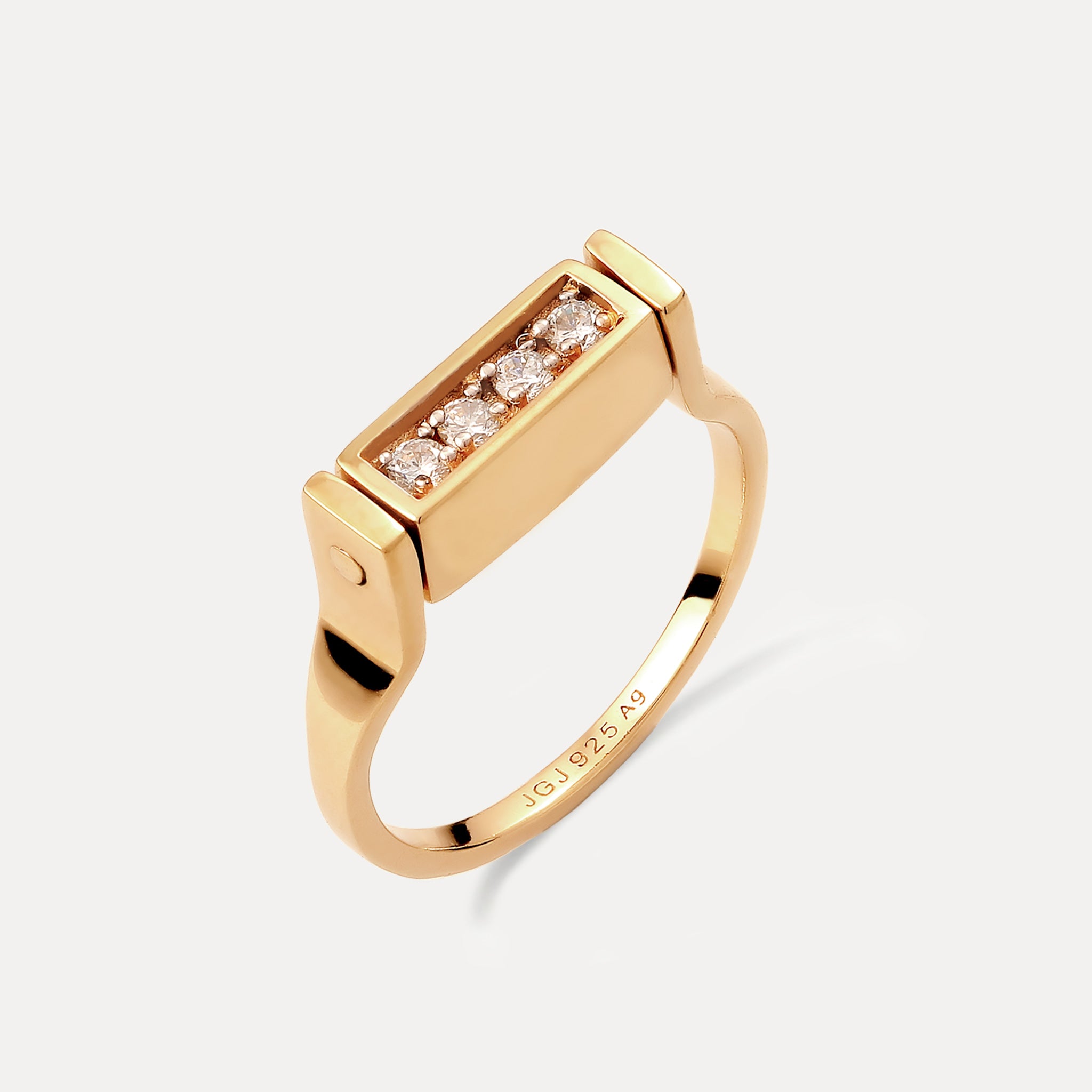 Stilnest Rings Saphir Brick Flip Ring 24k Gold Gr.54 Schwarz