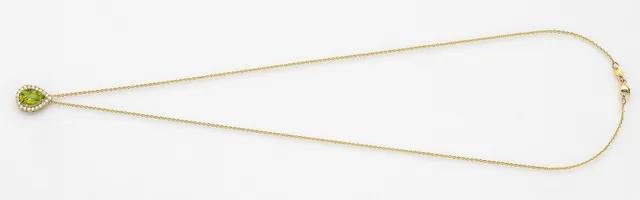 Eugen Rühle Anhänger 0,21ct Peridot Tropfen 585 Gelbgold 45 cm