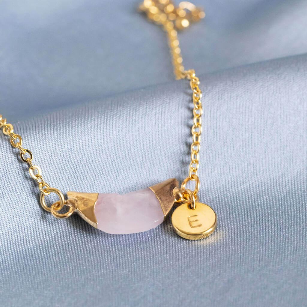 Joy by Corrine Smith Rose Quartz Armband Halbmond Gold