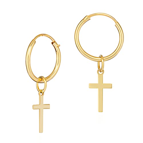 NKlaus JEWELLERY Creolen Kreuz Gelbgold 10 mm Paar
