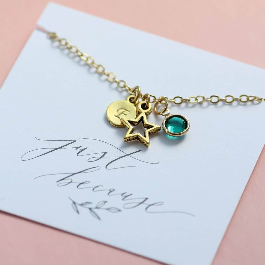 Joy by Corrine Smith Star Birthstone Charm Armband Gold