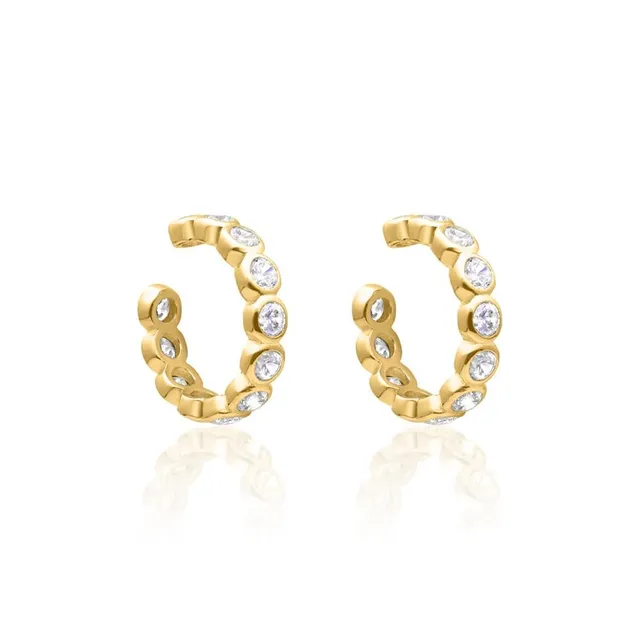 JEWLIX Ohrstecker Ear Cuffs 925 Silber vergoldet Zirkonia Paar