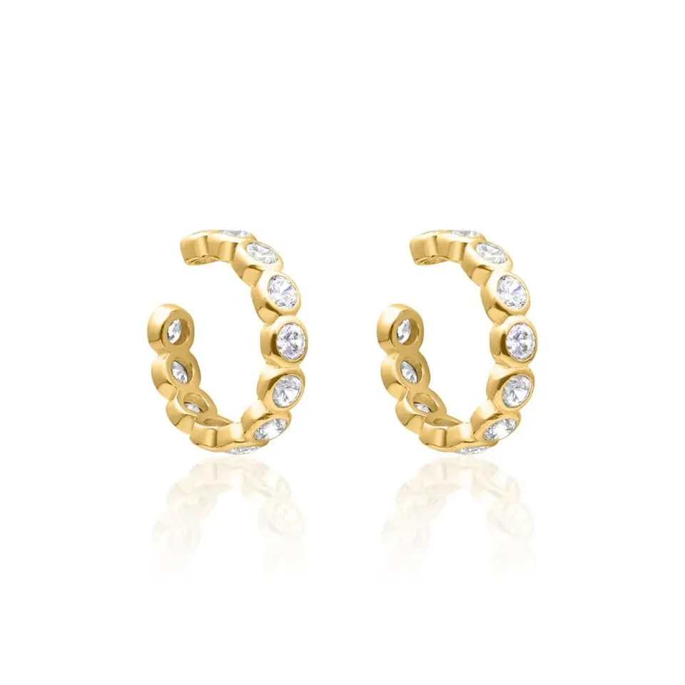 JEWLIX Ohrstecker Ear Cuffs 925 Silber vergoldet Zirkonia Paar