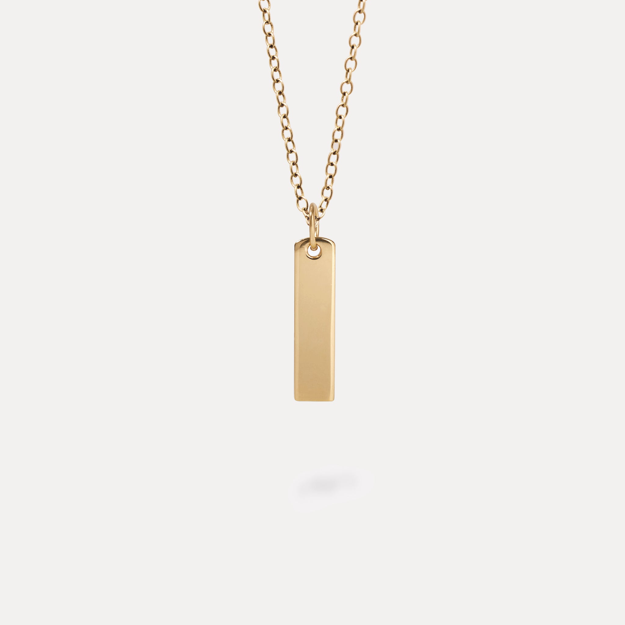 Stilnest Engravable Bar Kette Halskette 585 Gold 45 cm