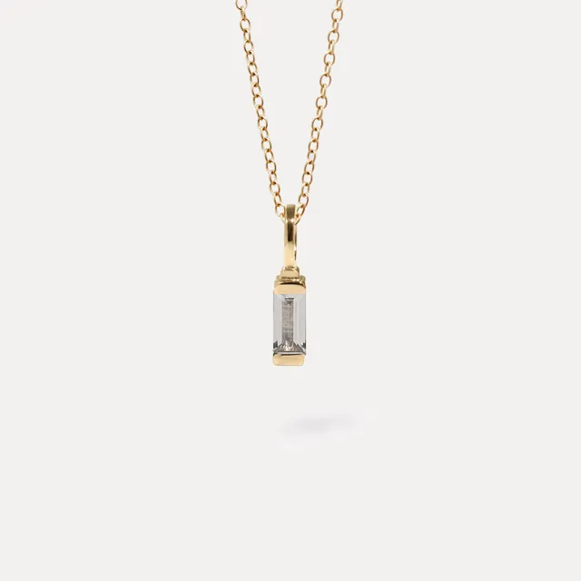Stilnest Necklaces Retro Halskette Weißer Beryll 585 Gold