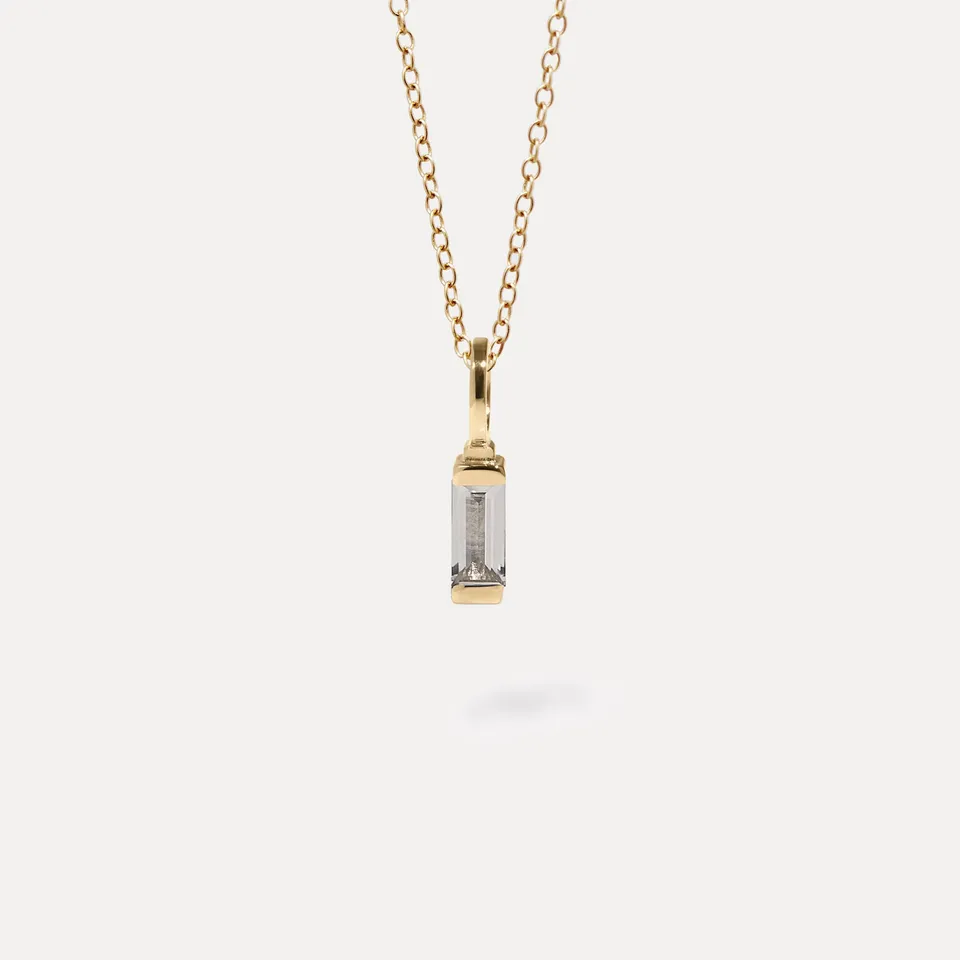Stilnest Necklaces Retro Halskette Weißer Beryll 585 Gold
