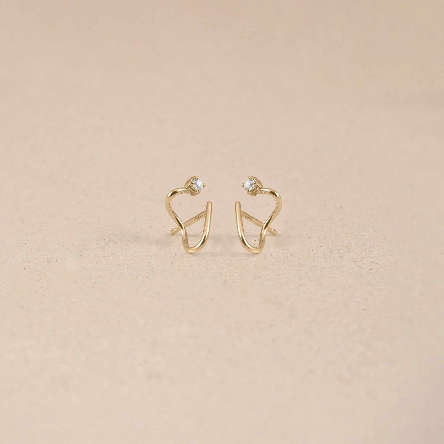 Stilnest Diamant Double Huggies Ohrringe 585 Gold