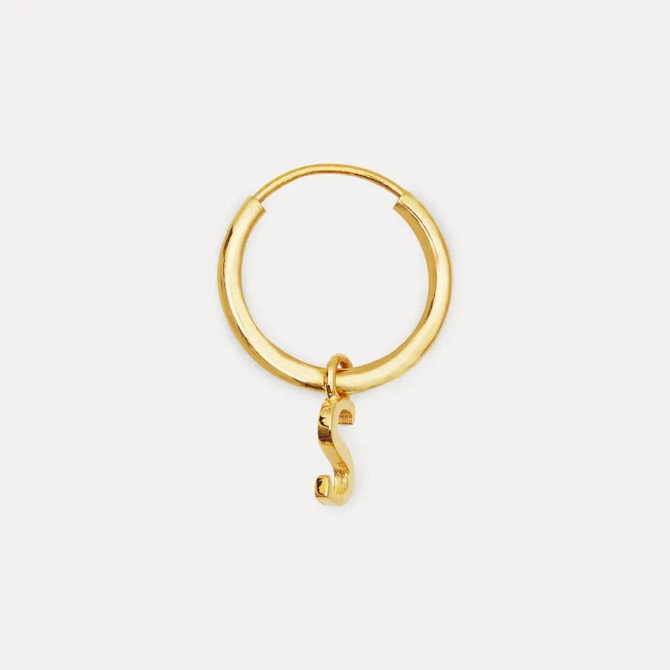 Stilnest Mini Initial Creolen Ohrringe Buchstabe A Gold Vermeil Single