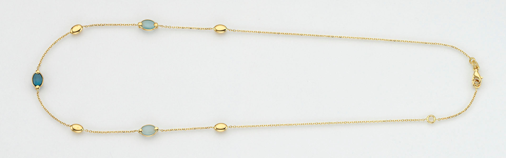 Eugen Rühle Collier Halskette 585 Gold London Blue Aquamarin